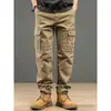 Nuevos pantalones de trabajo cónicos para hombre 2026, mezcla de algodón, pantalones casuales negros retro, pantalones rectos desgastados estilo americano