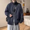 Chaqueta de trabajo casual de corte holgado para hombre, ropa de marca moderna, chaqueta americana estilo juvenil vintage, cuello alto color marrón otoñal