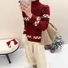 25 Cárdigan de Punto Jacquard Fair Isle Retro Cuello Alto Ropa de Punto Estilo Perezoso Retro Cómodo Versátil Top de Manga Larga Suéter