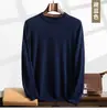 Suéter de cashmere bicolor outono e inverno 2024 novo masculino gola redonda base de lã, corte solto, pulôver de manga comprida, suéter quente