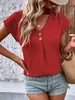 Ropa de mujer de comercio exterior de primavera y verano de 2023. Amazon desea transfronterizo. Nueva camiseta europea y americana de color sólido con hebilla retorcida. Moda de manga corta para mujer.
