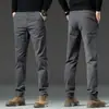 Pantalones Casuales de Algodón Puro de Alta Gama Color Caqui para Hombre Primavera y Otoño 2024 Nuevos Pantalones Ajustados para Hombre Pantalones Rectos Juveniles para Hombre