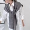 Chal de Exención de Responsabilidad de Alta Gama Cálido Moda Estilo Occidental Capa de Punto de Cuello Grande Bufanda de Invierno de Lana de Doble Propósito para Mujer