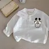 Camisa Base Estilosa Estampada do Mickey Divertida para Crianças Bebês Manga Longa 2026 Primavera Outono Unissex Top Infantil Tendência