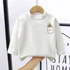 Camisa Básica de Lã Dupla Face com Gola Meia-Alta Infantil para Meninos e Meninas Outono e Inverno Jaqueta Interna Camiseta de Manga Longa Estilo Ocidental
