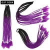 Pelucas Trenzadas de Colores Estilo Europeo y Americano, Coletas de Color Degradado, Trenzas de Espiga de Celebridades de Internet, Trenzas de Boxeadora de Tres Hebras para Discoteca