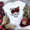 Encha Sua Taça com Alegria de Natal Camiseta Estampada Gola Redonda