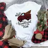 Llena Tu Taza con Alegría Navideña Camiseta Estampada Cuello Redondo