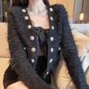 Chanel estilo leve luxo de lã borla malha casaco cardigan para mulheres 2023 outono e inverno nicho de moda top curto