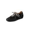 Zapatos de Entrenamiento Blogger Estándar Súper Fuego Cuero Genuino Primavera 2025 Aumento de Altura Tacón Bajo Costuras de Piel Vacuna Cordones Zapatos Casuales para Mujer