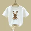 2130# Camiseta de Algodón de Manga Corta para Niños para Mujer 2025 Verano Nueva para Niños y Niñas Cuello Redondo Camiseta Simple Estampada Moderna