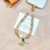 Corrente para celular com contas de ábaco multicoloridas e raiz de Bodhi, pingente de lótus da sorte estilo chinês, acessório de celular com clipe para meninas