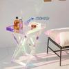 Mesa de centro de acrílico de lujo ligera para apartamento pequeño, transparente, sencilla, para sala de estar, sofá, mesa auxiliar, mesa redonda, diseño de modelo, muebles de habitación