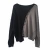 Otoño e Invierno 2024 Nuevo Estilo Coreano Irregular Tejido Casual Suave Color Cera Manta Suéter Pulóver para Mujer