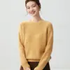 Suéter de cashmere macio e confortável, com corte relaxado e gola redonda para mulheres, feito de 75% cashmere e 25% seda de amoreira, de mangas compridas, modelagem solta, com tricô texturizado