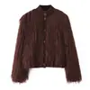 Ropa de Mujer de Comercio Exterior Transfronterizo 2025 Otoño e Invierno Chaqueta de Lana de Manga Larga con Efecto de Piel Sintética para Mujer A36837