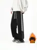Pantalones deportivos gruesos de punto para hombre con forro polar para otoño e invierno, pierna recta, corte holgado, estilo americano, modernos, casuales y adecuados para adolescentes, hechos de algodón