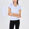 Nova Versão de Roupas de Yoga Curtas Sem Costura Tricotadas, Absorventes de Suor, Ajustadas ao Corpo, Respiráveis e Amigas da Pele, Camiseta Esportiva para Corrida e Fitness de Manga Curta