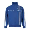 Chaqueta de estilo retro americano con cuello alto, bordado horizontal doble y cremallera, unisex, corte holgado, abrigo corto versátil para la calle informal
