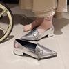 Zapatos de Punta Francesa para Mujer, Tacón Grueso, Tacón Medio, Hebilla de Cinturón, Zapatos de Cuero Pequeños, Estilo Británico, Zapatos Versátiles de Boca Profunda