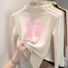 Ropa interior básica con forro de forro polar para niñas para otoño e invierno, camiseta de manga larga cepillada con cuello semi-alto, cálida y adecuada para usar en capas.