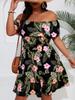 Vestido Verão Novo Europeu e Americano Transfronteiriço Feminino Elegante Estampado Gola de Um Ombro Sem Alças Slim Fit
