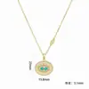 Colar de Cobre Arvaleff Série Olho Corrente de Clavícula de Resina Verde Ouro 18K Zircônia com Diamantes Atacado Transfronteiriço