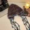 Sombrero de Lana con Borla Celebrante de Invierno de Internet Tejido de Color Mezclado Sombrero Esponjoso para Mujer Cálido Combinable Protección para las Orejas Sombrero Lei Feng Sombrero Baotou