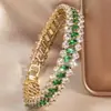 Pulsera de Cobre y Circonita Más Vendida Transfronteriza de Temu, Pulsera Tennis Geométrica Cuadrada de Dos Filas, Joyería de Nicho Elegante y Versátil