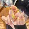 Loja de Ouro Mesmo Estilo Ouro Antigo Esmalte Lagoa de Lótus Peixe Flor Alegre Fechadura Pulseira para Mulheres Joias Dopamina Femininas