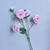 Rama única 5 cabezas flor de loto rocío flor de seda loto rocío camelia simulación fila de flores de boda decoración de flores flor artificial flores de exhibición para el hogar