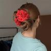 Pinza de Pelo con Flor de Rosa de Tela Hecha a Mano Estilo Blogger de Viento Pinza de Tiburón para la Parte Trasera de la Cabeza Accesorios para el Cabello para Mujeres