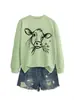 Amazon eBay Estación Independiente Moda Diversión Personalidad Nueva Moda para Mujer Pastoreo de Vacas Diente de León Otoño Invierno Sudadera de Cuello Redondo