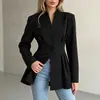 Ropa europea y americana de primavera/otoño transfronteriza para mujer, elegante y ajustada, blazer entallado a la cintura con un diseño estiloso y cuello en V