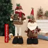 Muñeco de muñeco de nieve y reno navideño con patas retráctiles, gorro tejido, adorno para escaparate, decoración marrón transfronteriza