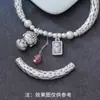 Plata Pura 999 Tubo Curvo Martillado Estilo Antiguo 3D Medio Pulsera Accesorios para Joyería de Plata DIY