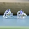Qianseye S925 Plata Esterlina Circonita Corazón Mariposa Colgante Set de Aretes Simple Exportación Aliexpress Set Versátil