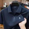 Camisa Polo para Hombre de Mezcla de Seda de Morera y Modal 2026 Verano Nuevo Estilo Bordada Transpirable Camiseta de Manga Corta para Hombre