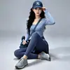 Ropa Deportiva de Otoño para Mujer Top de Manga Larga para Yoga con Sujetador Incorporado Falso Dos Piezas Pantalones Largos Secado Rápido Transpirable Ropa de Entrenamiento para Pilates