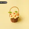 Enfeites de Cesta de Flores de Crochê Feitos à Mão, Pequenas Decorações de Mesa Tricotadas em Lã, Lembranças de Feriado, Presentes no Atacado, Dia das Mães