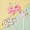 Estilo ins Decoración de Pastel Horneado Lentejuela de Primavera Lazo Arcoíris Tarjeta Plug-in HB Rosa Fresco Pequeño Plug-in de Cumpleaños