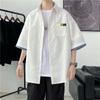 Camisa de manga corta para hombre, nueva camisa de verano estilo Hong Kong, suelta, falsa, de dos piezas, estilo japonés, sencilla, informal y de moda.