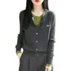Novo Cardigan Suéter Casaco Tricotado Elegante Slimming Estilo Coreano Canelado de Alto Padrão Chic Falso Duas Peças para Mulheres