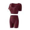 Push-Up, Confortável, Sem Aros, Esportivo À Prova de Choque, Conjunto de Manga Curta, Lindo Decote em I nas Costas, Respirável, Absorvente de Suor e Não Pegajoso, Conjunto Esportivo
