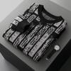 Suéter de lana 100% pura para hombre, cuello redondo, degradado, suelto, talla grande, camisa de punto grueso de jacquard