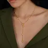 Collar transfronterizo de acero inoxidable, personalizado y elegante, con incrustación de circonita en forma de flor, chapado en oro de 18 quilates, que conserva el color e impermeable