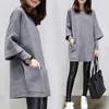 Vestido de suéter de dos piezas de longitud media falso para mujer, otoño e invierno, nuevo, de talla grande, para chica gordita, suelto, con costuras adelgazantes, vestido de manga larga