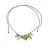 Collar de Cuerda Trenzada con Colgante de Concha de Playa Estilo Bohemio Verano Vacaciones en la Playa Cadena para Clavícula Personalizable Versátil