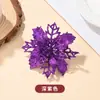 Flores de Navidad de plástico transfronterizas, Decoraciones navideñas, Decoraciones de ambiente para árbol de Navidad, Flores artificiales con polvo dorado para árbol de Navidad al por mayor