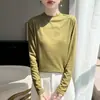 Nuevo Top Básico de Manga Larga con Cuello Semi Alto para Mujer, Adelgazante, Versátil, Estilo para Ir al Trabajo, Tejido de Punto Fino